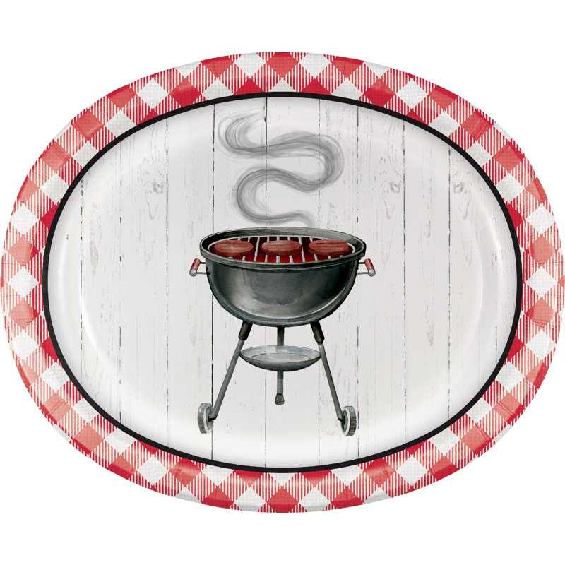 Creative Converting Backyard BBQ Oval Paper Disposable Dinner Plate